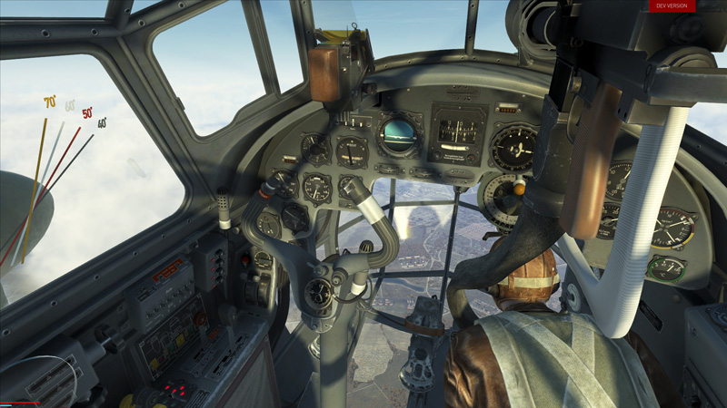 Junkers Ju88 A-4 pommikoneen ohjaamo IL-2 Sturmovik -simussa.