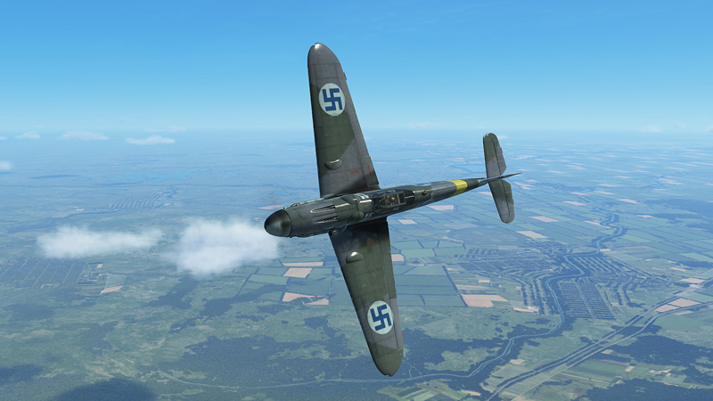 Suomalainen Messerschmitt Bf 109 G-6 kohta IL-2 Sturmovik -simulaattorissa.